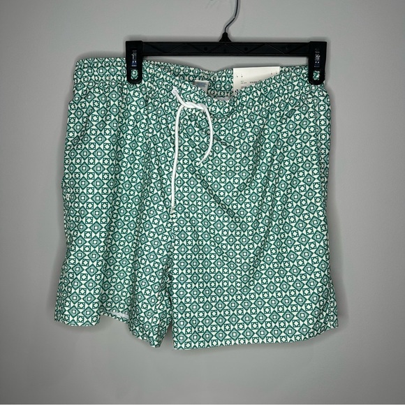 Arizona Jean Company Green Swim Trunks with Geometric Pattern - Picture 1 of 4